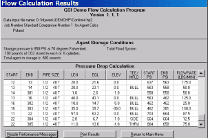 Sample results from GSI flow calculation software